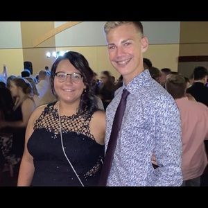 Navy blue Cocktail dress with slit